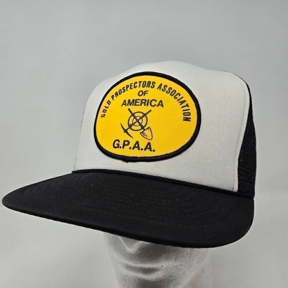 VINTAGE GPAA GOLD PROSPECTORS ASSOCIATION AMERICA BLACK PATCH TRUCKER HAT CAP - Picture 1 of 6